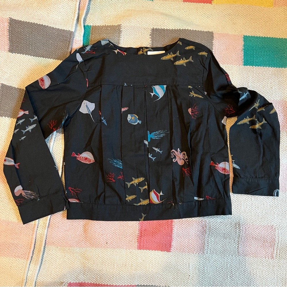 BNWOT Bobo Choses fish sea-themed blouse size 6-7 years